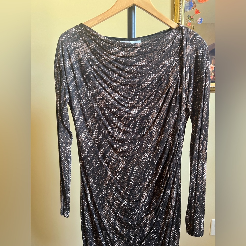 MaxMara Dress Snakeskin Tessuto Italian Jersey Brown Tan Size 14 (44) - Picture 7 of 17